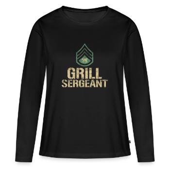 Lustiger Grill-Sergeant Grill Barbeque - Frauen Premium Bio Langarmshirt - Schwarz - Vorne - Julia (174cm)