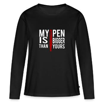 Mein Stift ist größer als Ihr - Frauen Premium Bio Langarmshirt - Schwarz - Vorne - Julia (174cm)