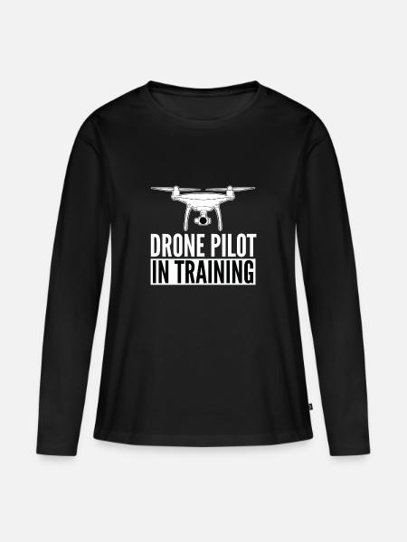 DRONE - Drone pilot in training - Frauen Premium Bio Langarmshirt - Schwarz