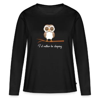 Chouette - chouette - hibou - chouette t-shirt - chouette hibou - T-shirt manches longues Premium bio Femme - noir - Devant - Julia (174cm)