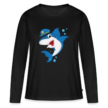 Cool requin en uniforme de police - T-shirt manches longues Premium bio Femme - noir - Devant - Julia (174cm)