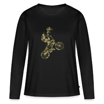 BMX camouflage vert - T-shirt manches longues Premium bio Femme - noir - Devant - Julia (174cm)