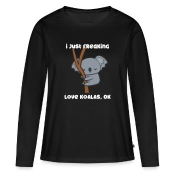 Koala - Koalas - T-shirt Koala - J'aime les Koalas - T-shirt manches longues Premium bio Femme - noir - Devant - Julia (174cm)