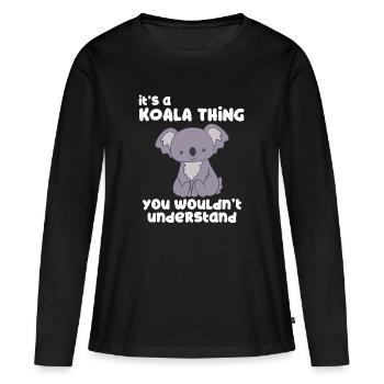 Koala - Koalas - T-shirt Koala - Cadeau - T-shirt manches longues Premium bio Femme - noir - Devant - Julia (174cm)