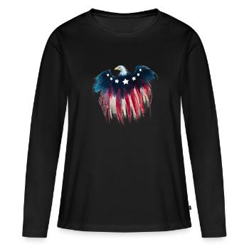 4th Of July American flag eagle - Women's Premium Organic Long Sleeve Shirt - black - Front - Julia (174cm)