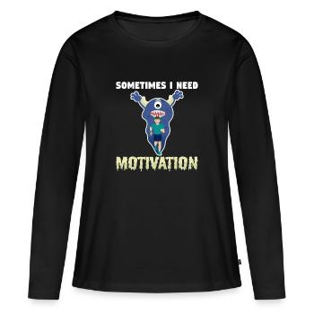 motivation - T-shirt manches longues Premium bio Femme - noir - Devant - Julia (174cm)