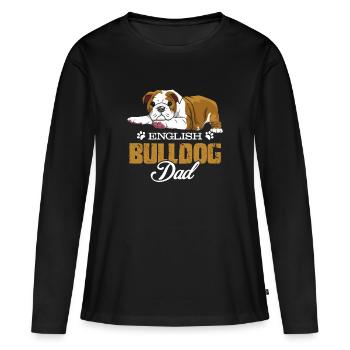 Englische Bulldoggen-Vati-T-Shirts - Frauen Premium Bio Langarmshirt - Schwarz - Vorne - Julia (174cm)