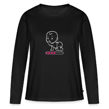 Schwangerschaft - Frauen Premium Bio Langarmshirt - Schwarz - Vorne - Julia (174cm)