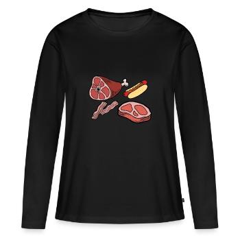 Viandes - T-shirt manches longues Premium bio Femme - noir - Devant - Julia (174cm)