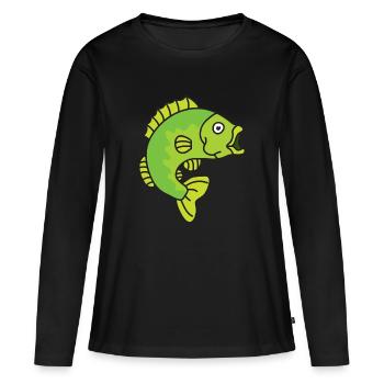 Poisson perche - T-shirt manches longues Premium bio Femme - noir - Devant - Julia (174cm)