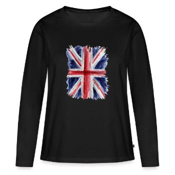 Britische Flagge - Frauen Premium Bio Langarmshirt - Schwarz - Vorne - Julia (174cm)