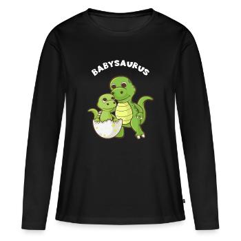 Babysaurus - Funny Family passendes Geschenk - Frauen Premium Bio Langarmshirt - Schwarz - Vorne - Julia (174cm)