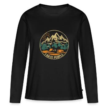 Je déteste les gens - Je déteste les gens - T-shirt manches longues Premium bio Femme - noir - Devant - Julia (174cm)