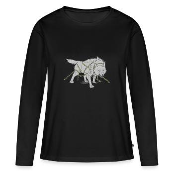 Loup dans les chaînes - T-shirt manches longues Premium bio Femme - noir - Devant - Julia (174cm)