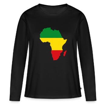 Carte de l'Afrique Reggae Rasta Rastafari Ragga Regge - T-shirt manches longues Premium bio Femme - noir - Devant - Julia (174cm)