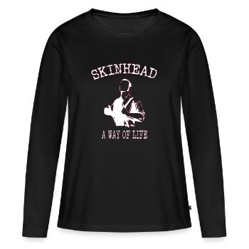 Mode de vie skinhead - T-shirt manches longues Premium bio Femme - noir - Devant - Julia (174cm)