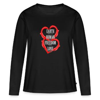 Amour anti racisme politique religion cadeau - T-shirt manches longues Premium bio Femme - noir - Devant - Julia (174cm)