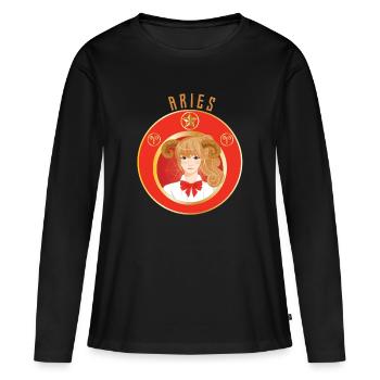 Zodiaque - Horoscope - Bélier - Cadeaux - T-shirt manches longues Premium bio Femme - noir - Devant - Julia (174cm)