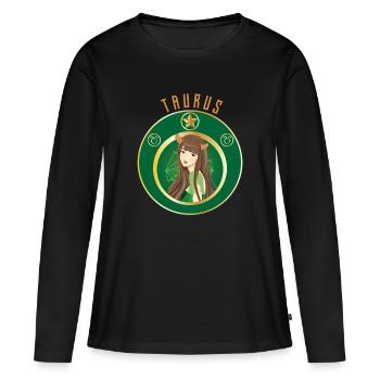 Zodiaque - Horoscope - Taureau - Cadeaux - T-shirt manches longues Premium bio Femme - noir - Devant - Julia (174cm)