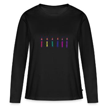 Bougies Six bougies d'anniversaire - T-shirt manches longues Premium bio Femme - noir - Devant - Julia (174cm)