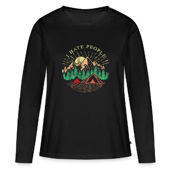 Je déteste les gens - Je déteste les gens - T-shirt manches longues Premium bio Femme - noir - Devant - Julia (174cm)