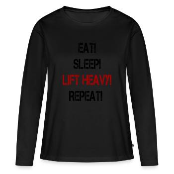 Ascenseur de musculation lourde Powerlifting Gym de levage - T-shirt manches longues Premium bio Femme - noir - Devant - Julia (174cm)