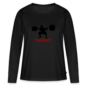Gymnastique de musculation de musculation de levage - T-shirt manches longues Premium bio Femme - noir - Devant - Julia (174cm)