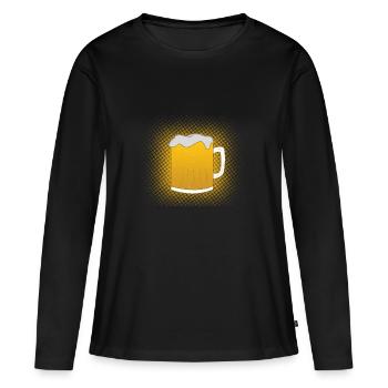 Chope de bière - T-shirt manches longues Premium bio Femme - noir - Devant - Julia (174cm)