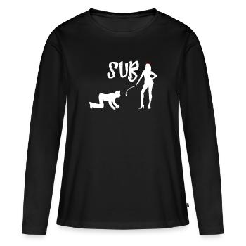 Femdom Dominatrix Sub SM drôle humour t-shirt - T-shirt manches longues Premium bio Femme - noir - Devant - Julia (174cm)