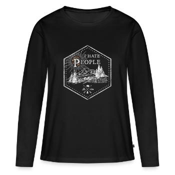 Je déteste les gens - Je déteste les gens - T-shirt manches longues Premium bio Femme - noir - Devant - Julia (174cm)