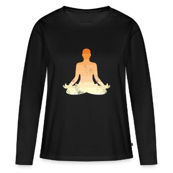 Yoga Meditation Pilates Wellness Geist - Frauen Premium Bio Langarmshirt - Schwarz - Vorne - Julia (174cm)