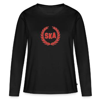 SKA musique laurel couronne skinhead - T-shirt manches longues Premium bio Femme - noir - Devant - Julia (174cm)