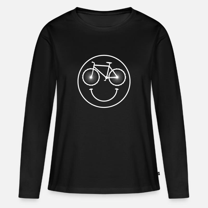 Fahrrad Smiley - Frauen Premium Bio Langarmshirt - Schwarz