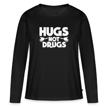 Hugs Not Drugs - Contre les drogues - Drug Free - T-shirt manches longues Premium bio Femme - noir - Devant - Julia (174cm)