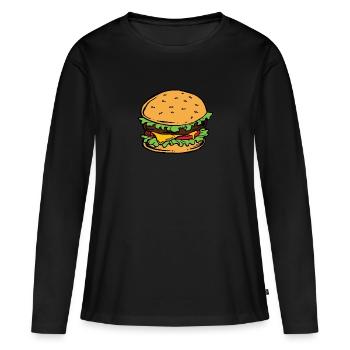 Burger Hamburger Cheeseburger Fast Food Hunger - T-shirt manches longues Premium bio Femme - noir - Devant - Julia (174cm)