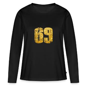 sixty nine soixante-neuf 69 Fellation Oral - T-shirt manches longues Premium bio Femme - noir - Devant - Julia (174cm)