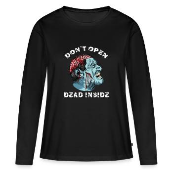 Zombie - Ne pas ouvrir Dead Inside - T-shirt manches longues Premium bio Femme - noir - Devant - Julia (174cm)