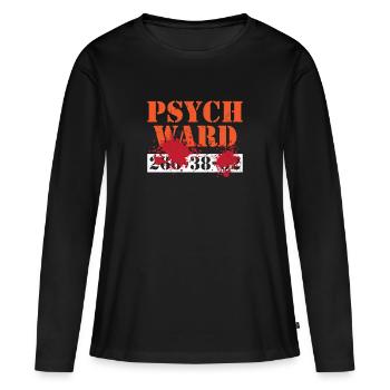 Psych Ward Patient T-Shirt Blood Splatter Effrayant - T-shirt manches longues Premium bio Femme - noir - Devant - Julia (174cm)