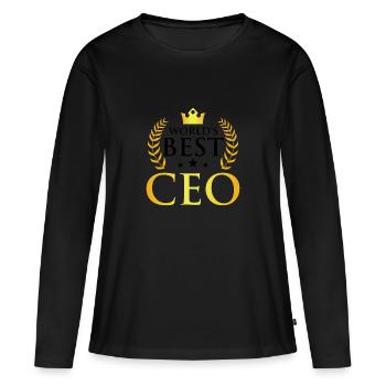 Meilleur design de PDG en or - T-shirt manches longues Premium bio Femme - noir - Devant - Julia (174cm)