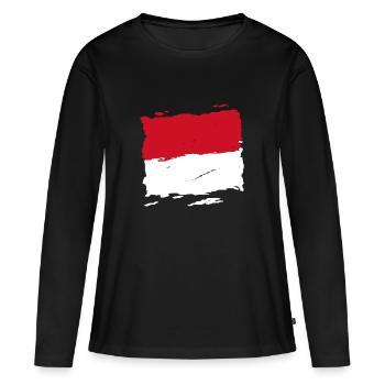 Drapeau Monaco - drapeau de Monaco - drapeau - T-shirt manches longues Premium bio Femme - noir - Devant - Julia (174cm)