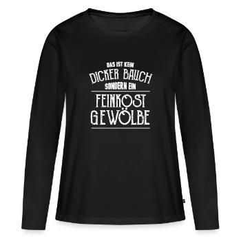 Dicker Bauch dick fett lustig Geschenk Geburtstag - Frauen Premium Bio Langarmshirt - Schwarz - Vorne - Julia (174cm)