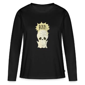 Ghost Ghost Horreur Halloween Thriller - T-shirt manches longues Premium bio Femme - noir - Devant - Julia (174cm)