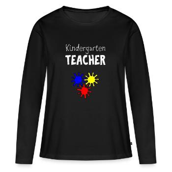 Kindergarten - Frauen Premium Bio Langarmshirt - Schwarz - Vorne - Julia (174cm)