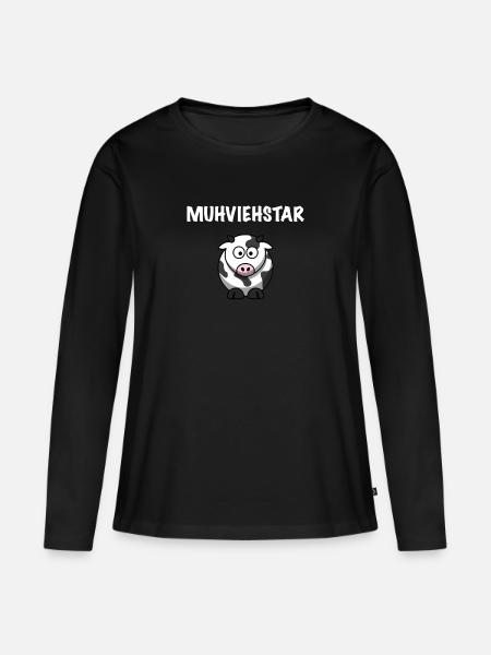 Muhviehstar lustige Kuh - Frauen Premium Bio Langarmshirt - Schwarz