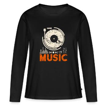 Musique Music Record Lecteur DJ cadeau - T-shirt manches longues Premium bio Femme - noir - Devant - Julia (174cm)