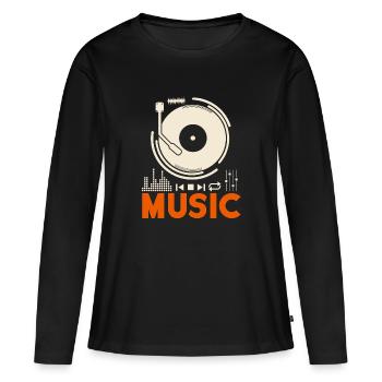 Musique Music Record Lecteur DJ cadeau - T-shirt manches longues Premium bio Femme - noir - Devant - Julia (174cm)