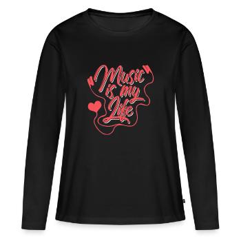 Music is my Life Gift Summer Beach Music - Women's Premium Organic Long Sleeve Shirt - black - Front - Julia (174cm)