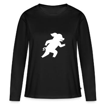 Schwein am Rennen - Frauen Premium Bio Langarmshirt - Schwarz - Vorne - Julia (174cm)