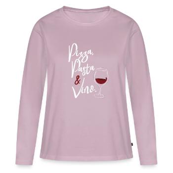 Pizza, Pâtes et Vino - La Dolce Vita Italy Fun - T-shirt manches longues Premium bio Femme - rose poudré - Devant - Julia (174cm)