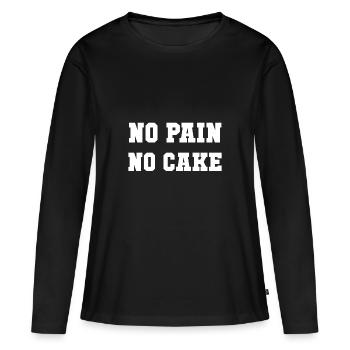 Pas de douleur, pas de gâteau! - Cadeau - T-shirt manches longues Premium bio Femme - noir - Devant - Julia (174cm)